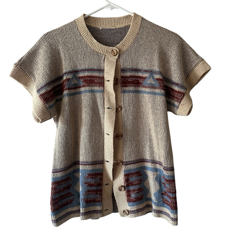 Western Tan and blue Aztec button up cardigan #AztecVibes vintage